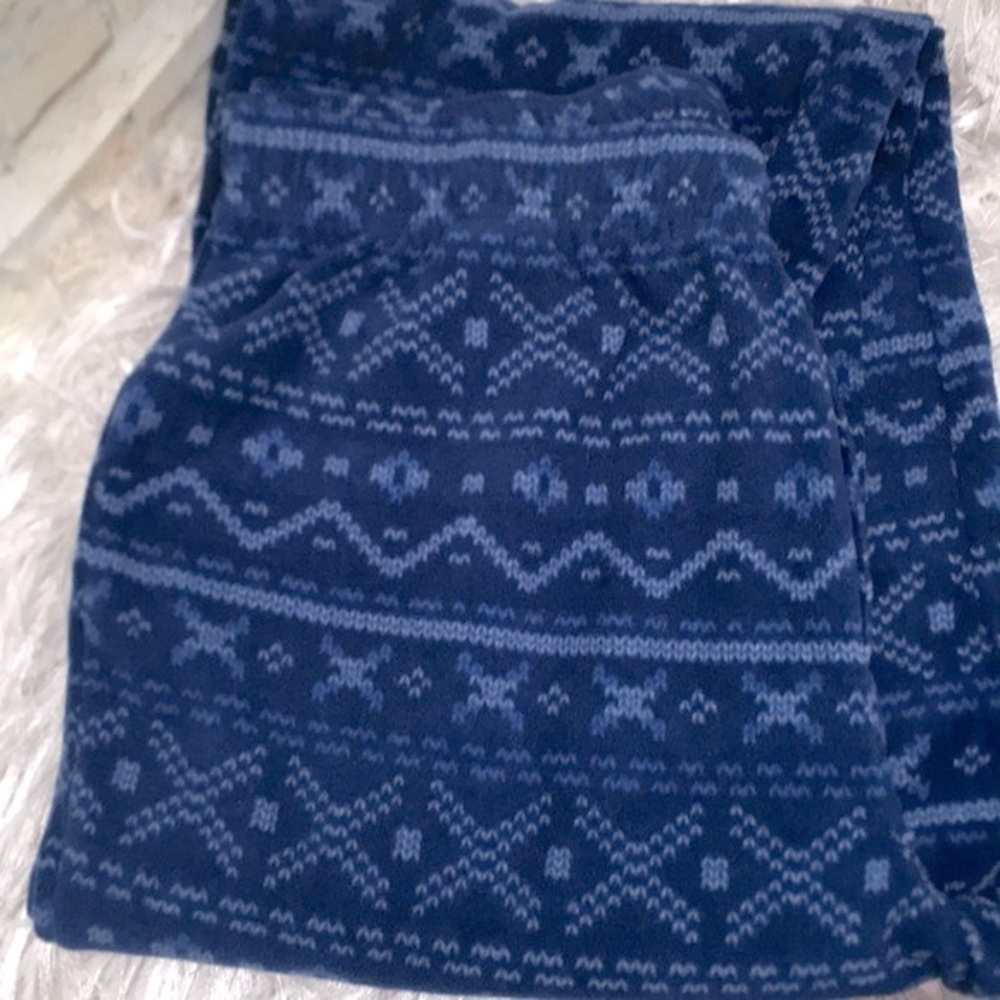 Men’s Blue Fleece Digital Holiday Print Pajama Lounge Pants - Large